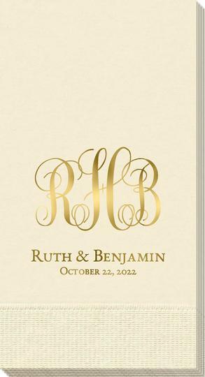 Fancy Script Monogram with Text Guest Towels